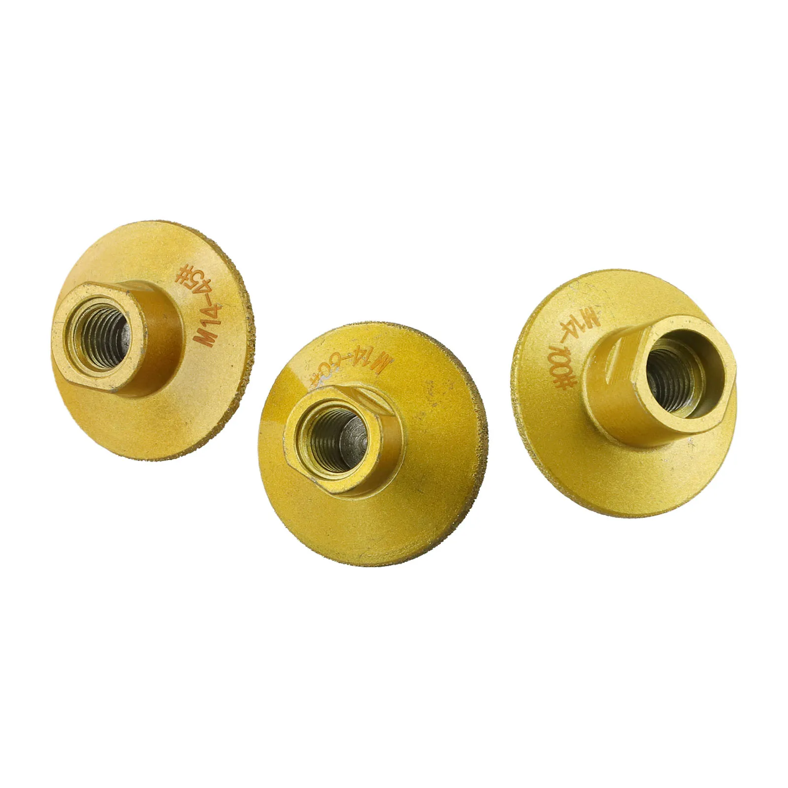 3pcs Grinding Wheel Brazed Grinding Head 14mm Thread For Marble Granite Terrazzo Quartz Concrete Polishing