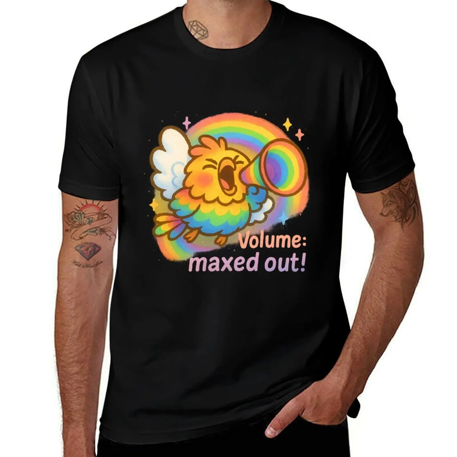 

Rainbow Bird Loud Megaphone Pride Vibrant Cute Art T-Shirt oversized t shirt Luxury man Funny t-shirts oversized t shirt men