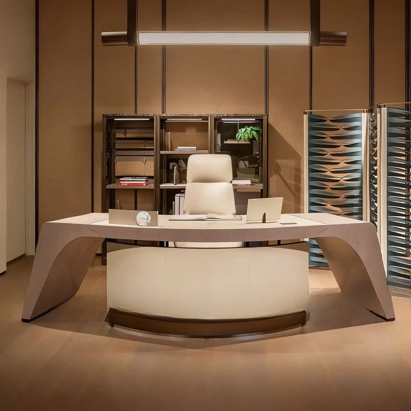 Curved desk, computer desk, storage office desk
