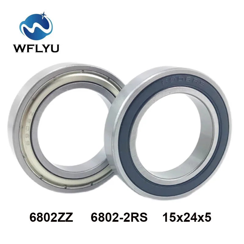 

WFLYU 6802ZZ 6802-2RS 15x24x5mm ABEC-7 10Pcs 6802ZZ Thin Section Deep Groove 6802 Ball Bearing 61802 Bearings
