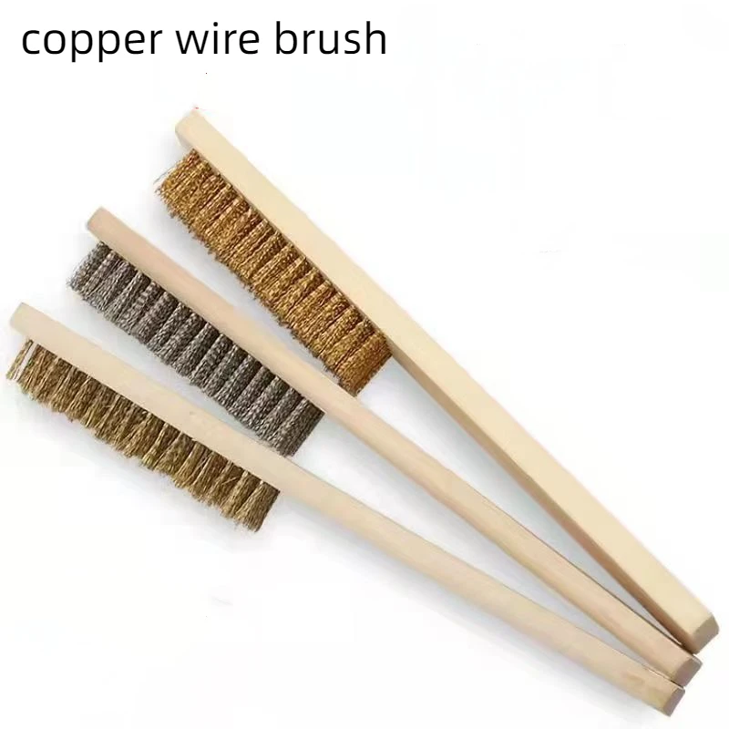 Wooden handle pure copper wire brush jewellery stationery maintenance brush cleaning rust dust removal brush jewellery tools