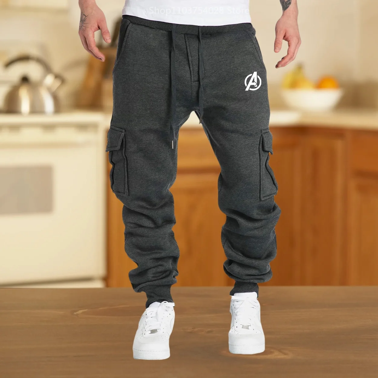 Mens Sweatpants Cargo Pants Joggers for Sports and Streetwear Loose Oversized Drawstring Long Pants Men Multi-pocket Pants