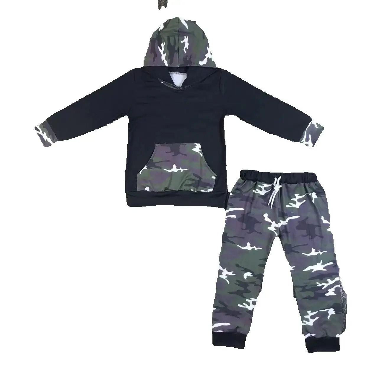 Reines Schwarz Lange Herbst Jungen Baby Kleidung Sets Outdoor Top Hoody + Hosen Kinder Sets 0-16 Jahre Schulkleidung