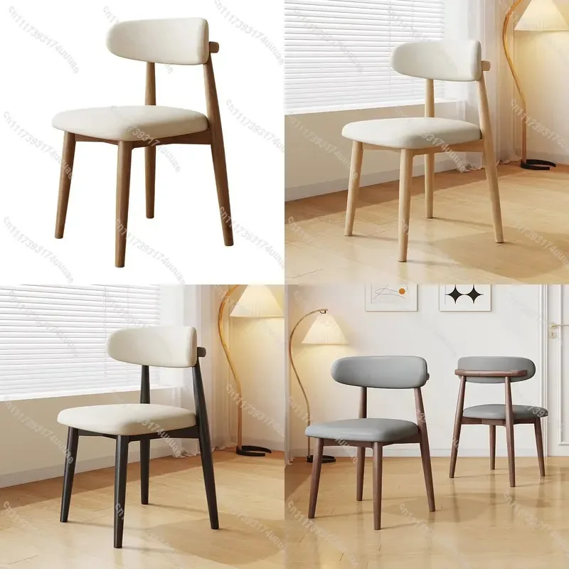 Nordic Modern Luxury Solid Wood Dining Chair Set 4 6 8 10 Seats Elegant Leather Design for Hotel Kitchen Living Room