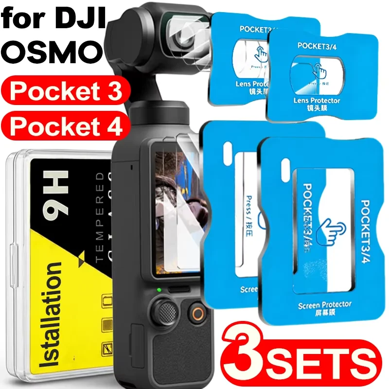 9H Tempered Glass Lens&Screen Protector w/ Alignment Tool for DJI Osmo Pocket 3/4 Anti-Scratch Anti-Fingerprint HD Accessories