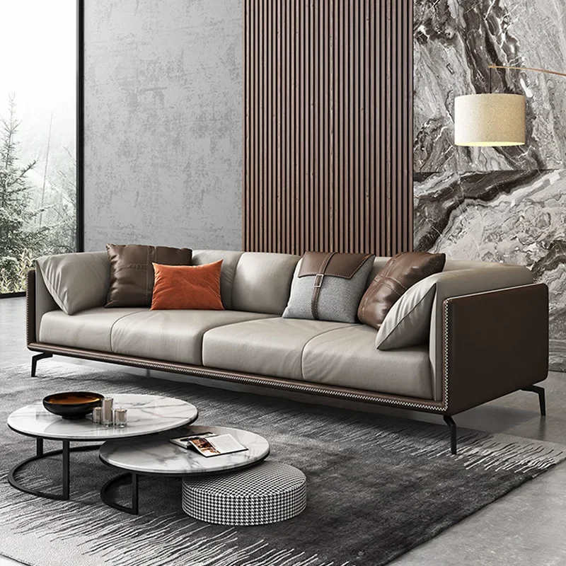 

Minimalist Italian Leather Sofa Nordic Minimalist Modern Entry Lux Style Living Room Divani Da Soggiorno Home Furniture