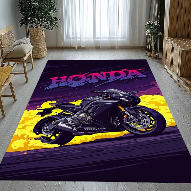 Classic H-HONDA Racing car Moto Living Room Non-Slip Area Rug Soft Carpet for Bedroom  Playroom Sofa,Home Decor Doormat Gift