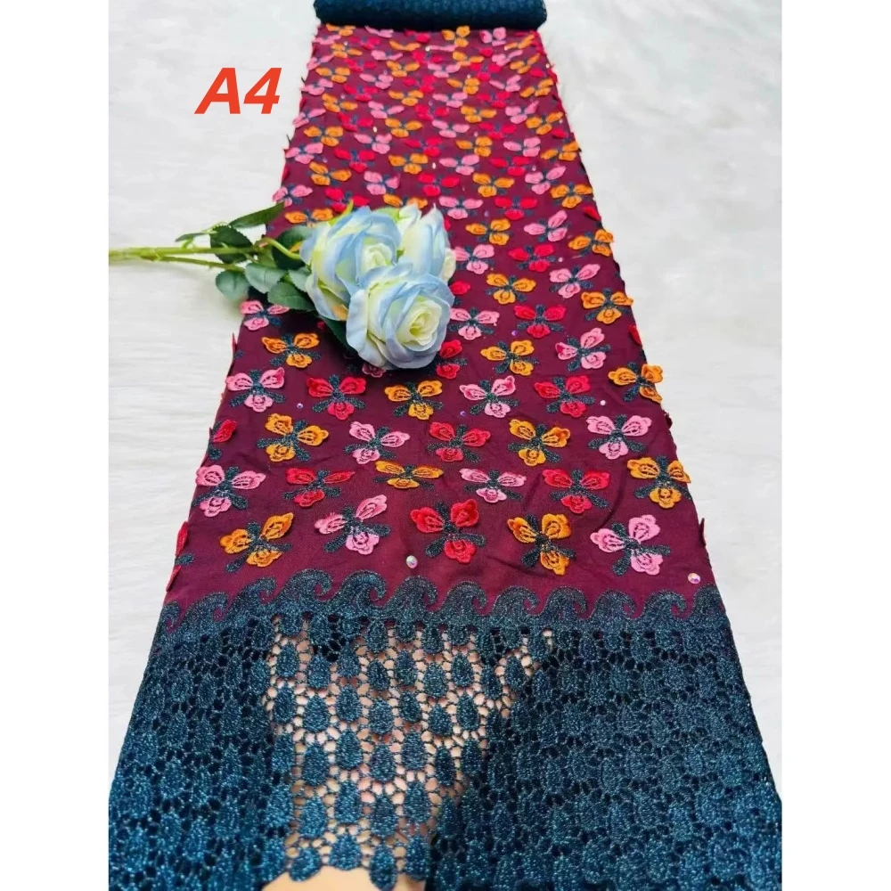 

African Milk Silk Fabric French With Water Soluble Lace 2026 High Quality Milk Silk Nigerian Mesh Lace Fabric For Wedding Dress