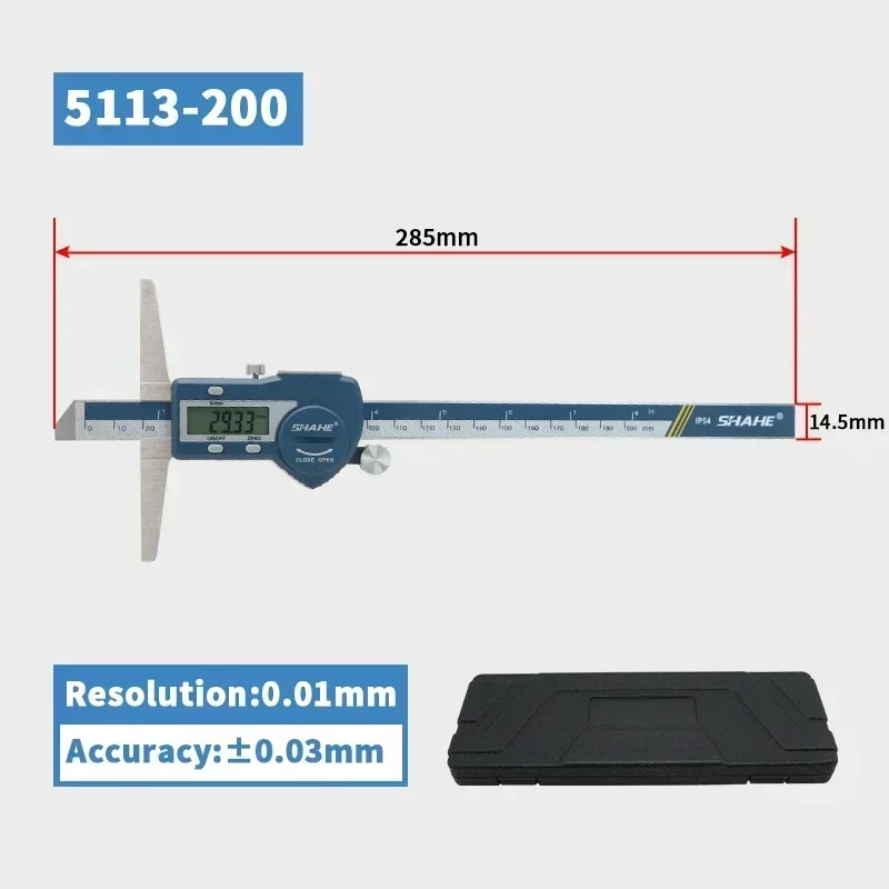 SHAHE150/200/300 mm digitaler Tiefenmessschieber aus Edelstahl, Tiefenmessschieber, Mikrometro-Tiefenmessschieber