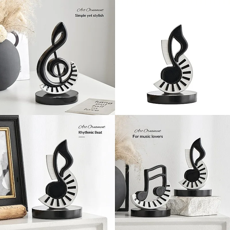 Modern Simple Musical Note Resin Ornament for Living Room Office Desk Decor