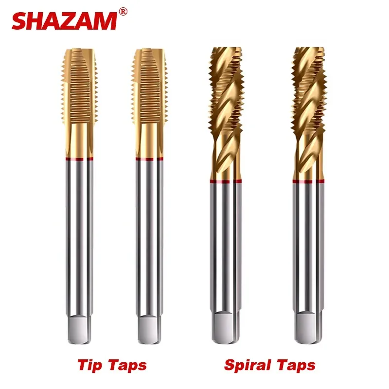 SHAZAM Spiral /Tip Taps Extended Titanium Plated Tapping Stainless Steel Special Machine Use Tools M3-M12