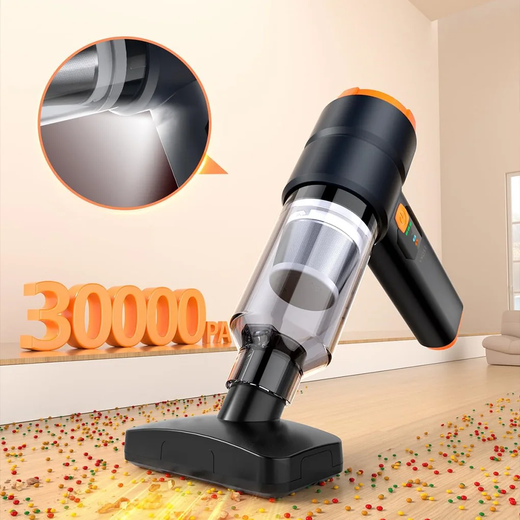 16000Pa Car Vacuum Cleaner Portable Powerful 130000RPM HandHeld Car Cleaner Dust Display Lamp Strong Suction Air Gun ﻿