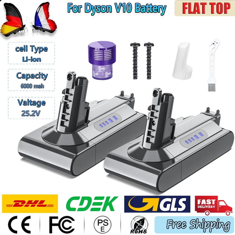 Pour Dyson V10 SV12 batterie 6000mAh batterie de remplacement pour Dyson V10 absolu moelleux cyclone SV12