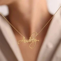 Customized Personalized Fashion Font Name Women's Trendy Jewelry Luxury Jewelry Gold Stainless Steel Necklace Pendant Gift