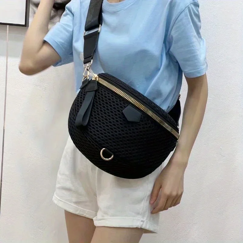 Women's Fashion Sports Lightweight Chest Bag Wide Shoulder Strap Semi-circular Waterproof Crossbody Bag