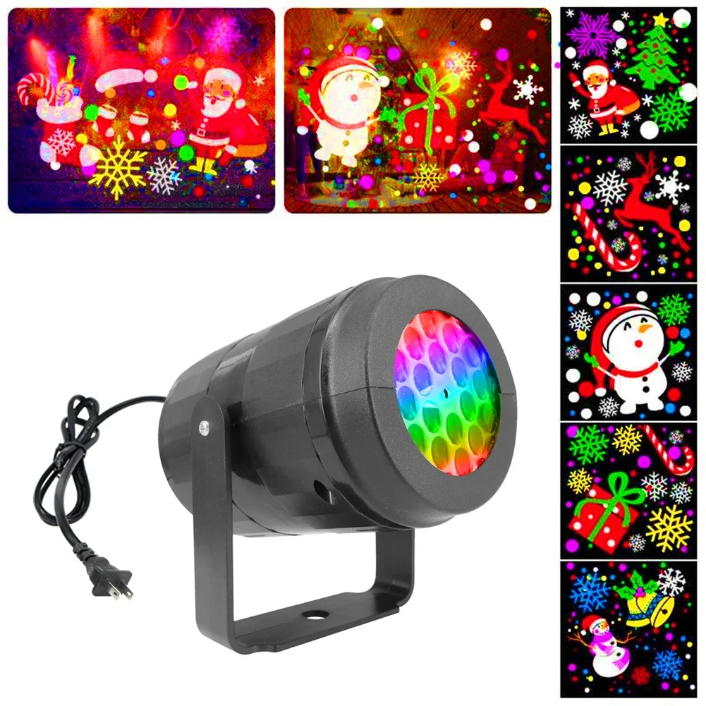 16 Patterns LED Christmas Projector Lamp 360° Rotatable Party Christmas Decoration Lamp Indoor Outdoor Lighting Snow Spotlight