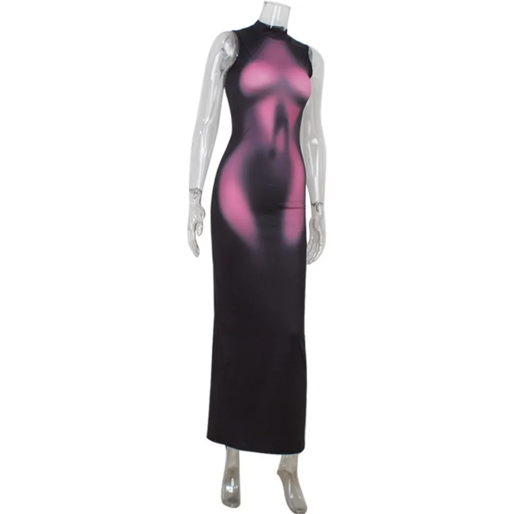 Dresses For Woman Fashion Printed Sleeveless Evening Dress New Package Hip Vestidos Contrast Temperament Casual Simple Style