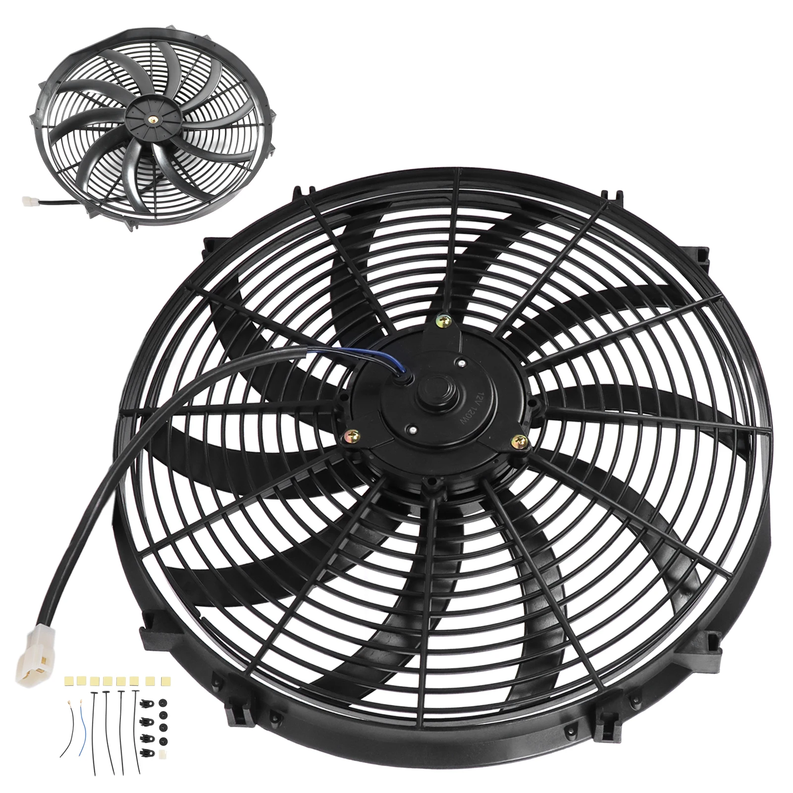 Car Air Conditioner Electric Fan 16in 10 Blades Push Pull Modification Replacement for Trucks RVs DC 12V