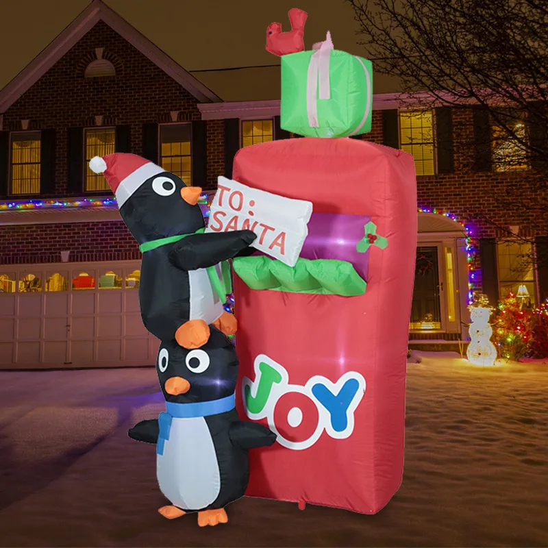 

Christmas supplies Inflatable penguin mail mailbox LED luminous air mold Garden delivery decoration