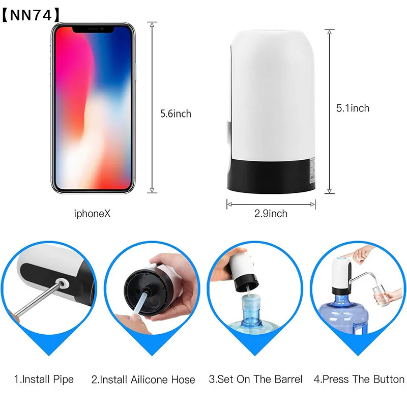 Drink Fountain Water Bottle Pump Home Garden Automatic Switch One Click Kitchen Dining Room Mini Electric USB Charging Carboy[J]