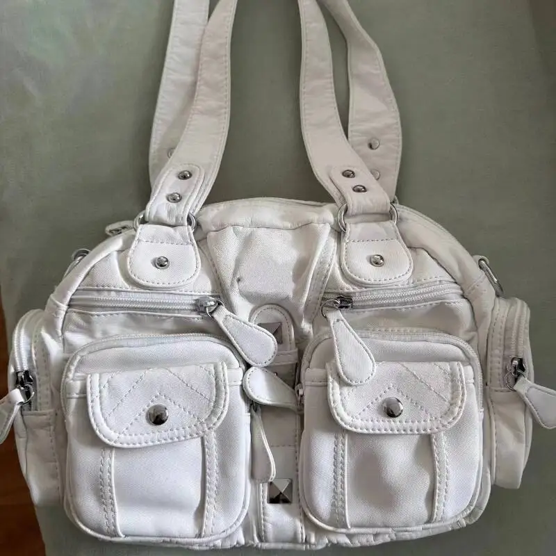 2025 New All Match Retro Simple Handbags Y2k Aesthetic Casual Office Lady Shoulder Bags Vintage Punk Pockets Underarm Bag Women