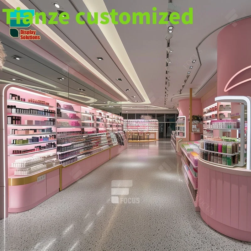 

Customized-Display Cabinet Cosmetics Led Perfume Display Stand Wig Shop Display Shelves Beauty Product