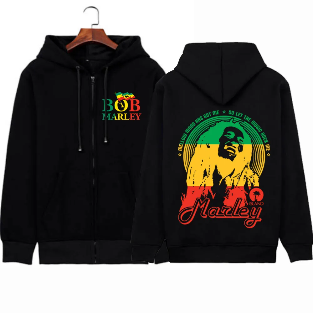 Bob Marley  Zipper Hoodies Hip Hop Hoodie Hoody Streetwear Unisex Sudaderas