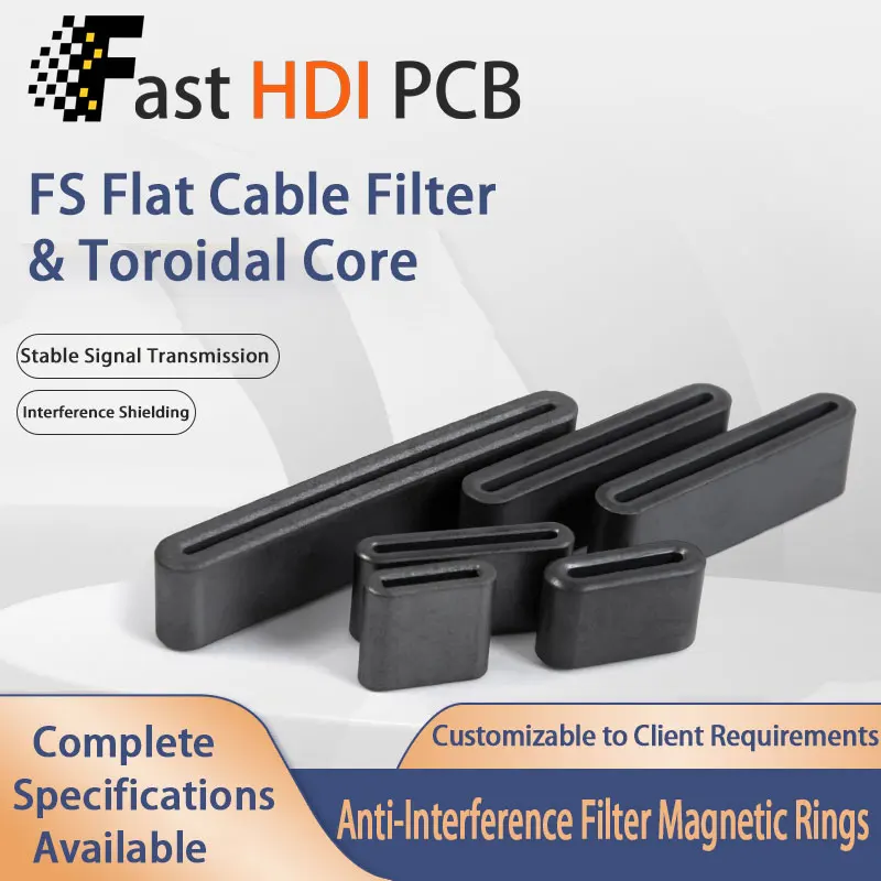 Flat Ferrite Core for Audio Equipment - EMI Shielding Ring for Data Cable Anti-Interference FS Ribbon Filter Bead