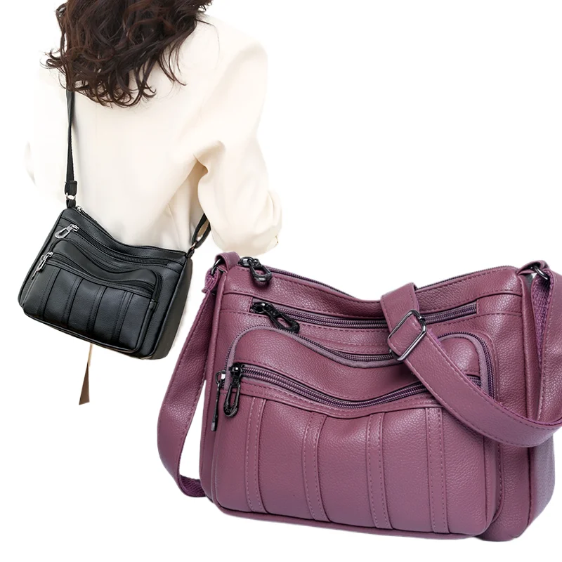 

Women's 2024 New Soft Leather Fashion Versatile Large Capacity High Grade Middle aged Mom's Bag Diagonal Straddle Bag