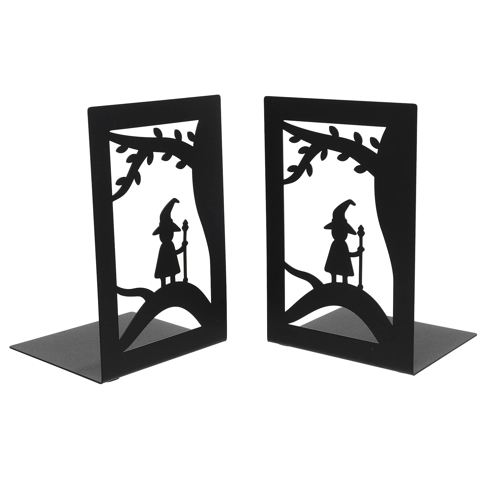 

2 Pcs Bookend Retro Ornament Vintage Bookcase Bookshelf Table Top Stand Holder Desktop Wrought Iron Decor