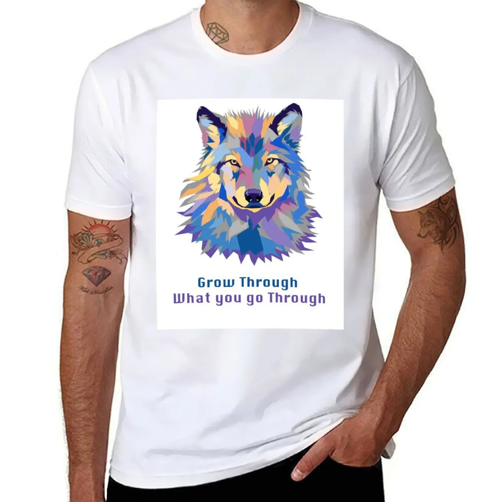 GROWING WOLF ALWAYS - LONE T-Shirt Casual Trendy Streetwear Tee Shirt