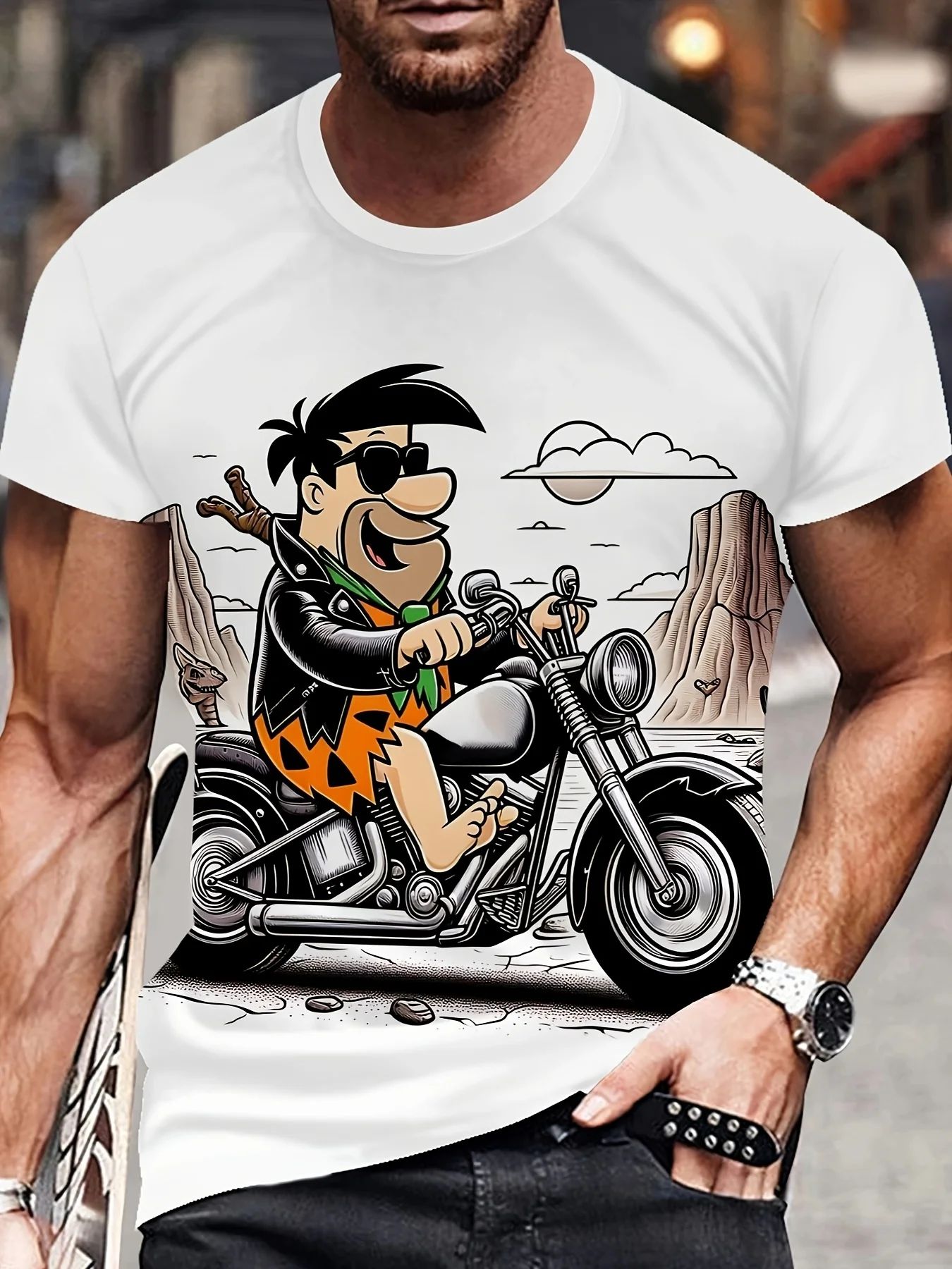 

Vintage Cartoon Men's 3d Motorcycle Printed T-Shirts Motor Vehicle Graphic Tees Summer Casual Street-wear Oversized Men Clothing