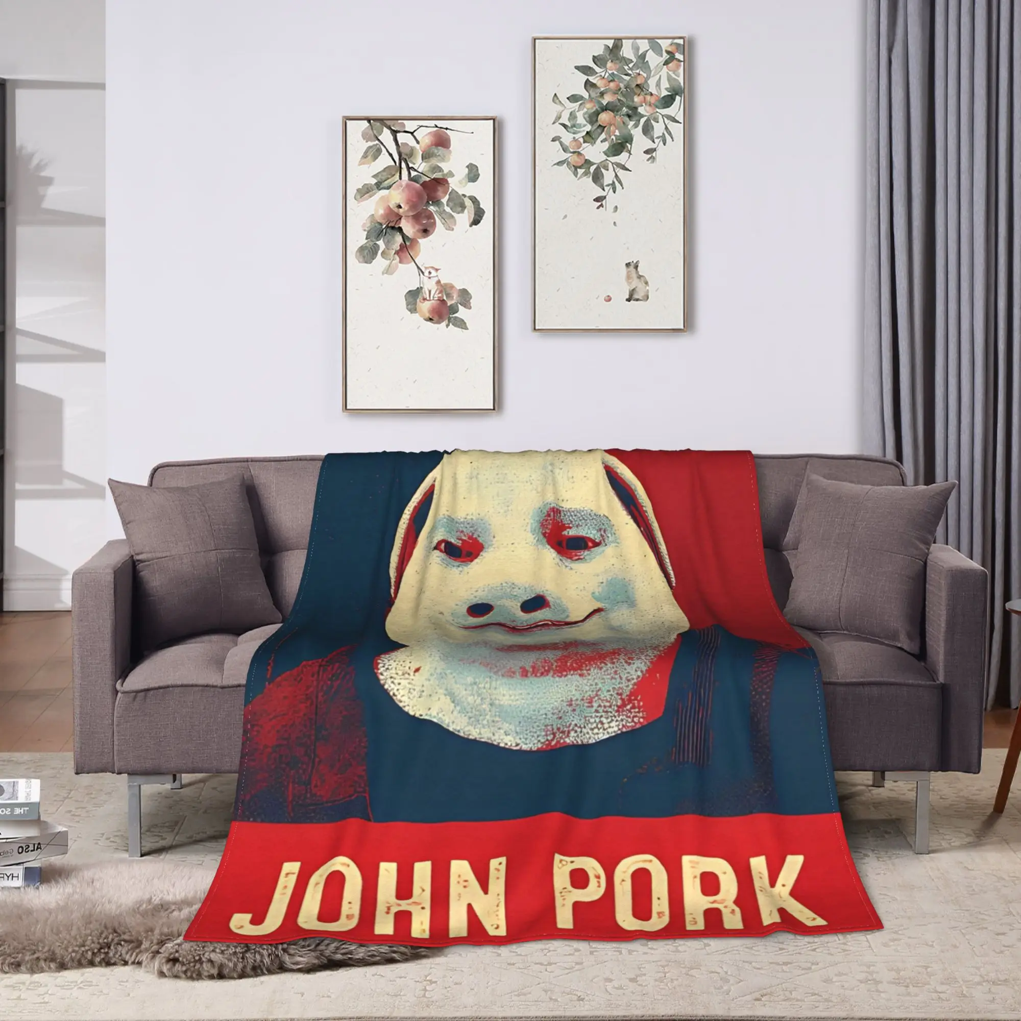 John Pork Is Calling Answer Call Phone Pig Flannel Blanket  for Couch Bed Airplane Travel Fashion Bedspread Sofa Bed Cover