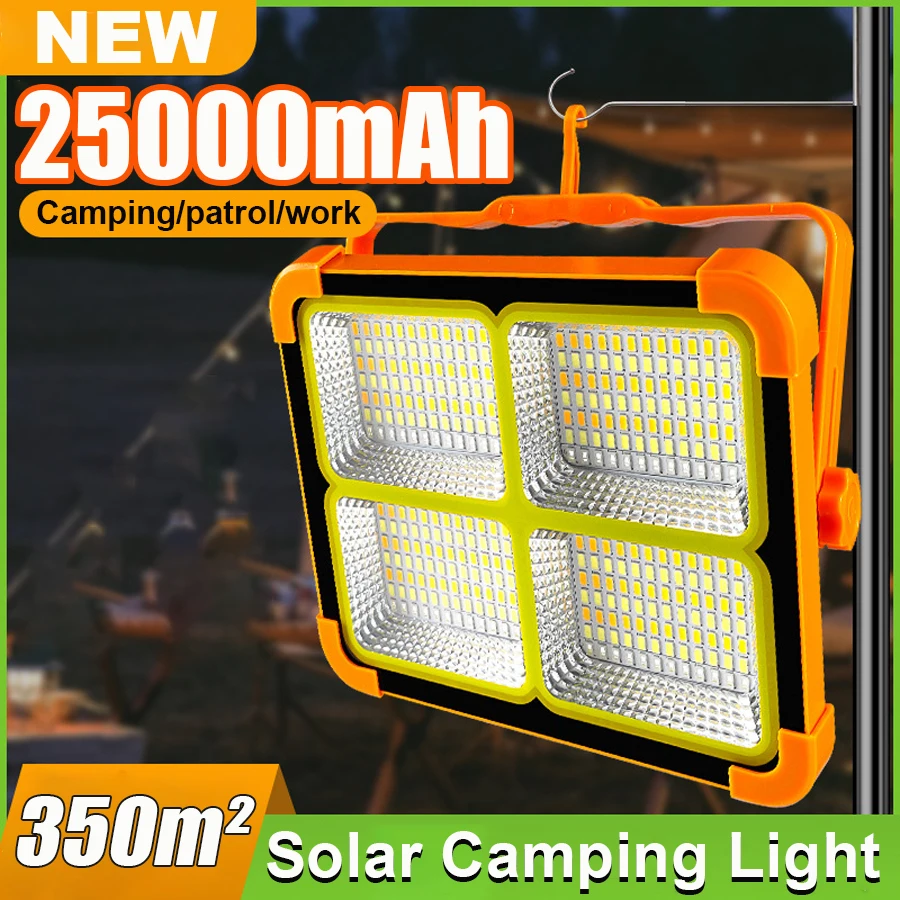 25000mAh LED Tent Light Solar Powered Lamp IP66 Waterproof C