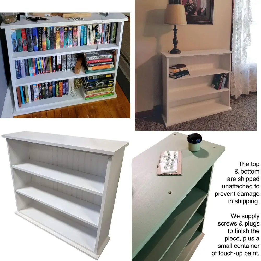 

Cottage White Solid Wood Open Shelving Bookcase by Sawdust City Small