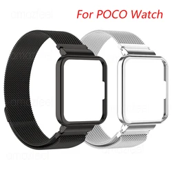 Watch Band For POCO Watch Smart Watch Strap Magnetic Loop Bracelets For PoCo Watch Wristband Metal Case Protector Cover Bumper