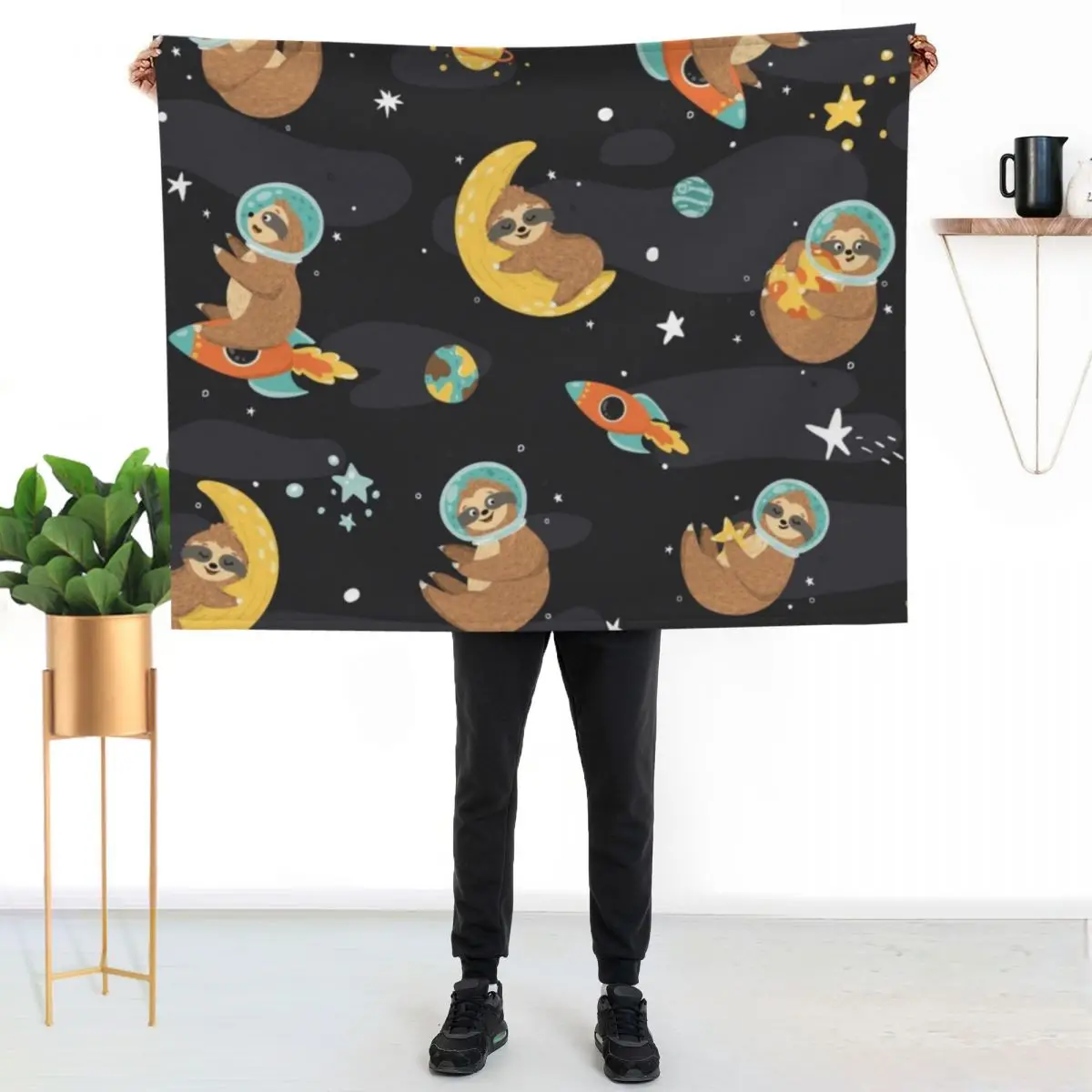 

cute sloth astronaut Throw Blanket Foldable Soft Warm Blanket for Outdoor Use
