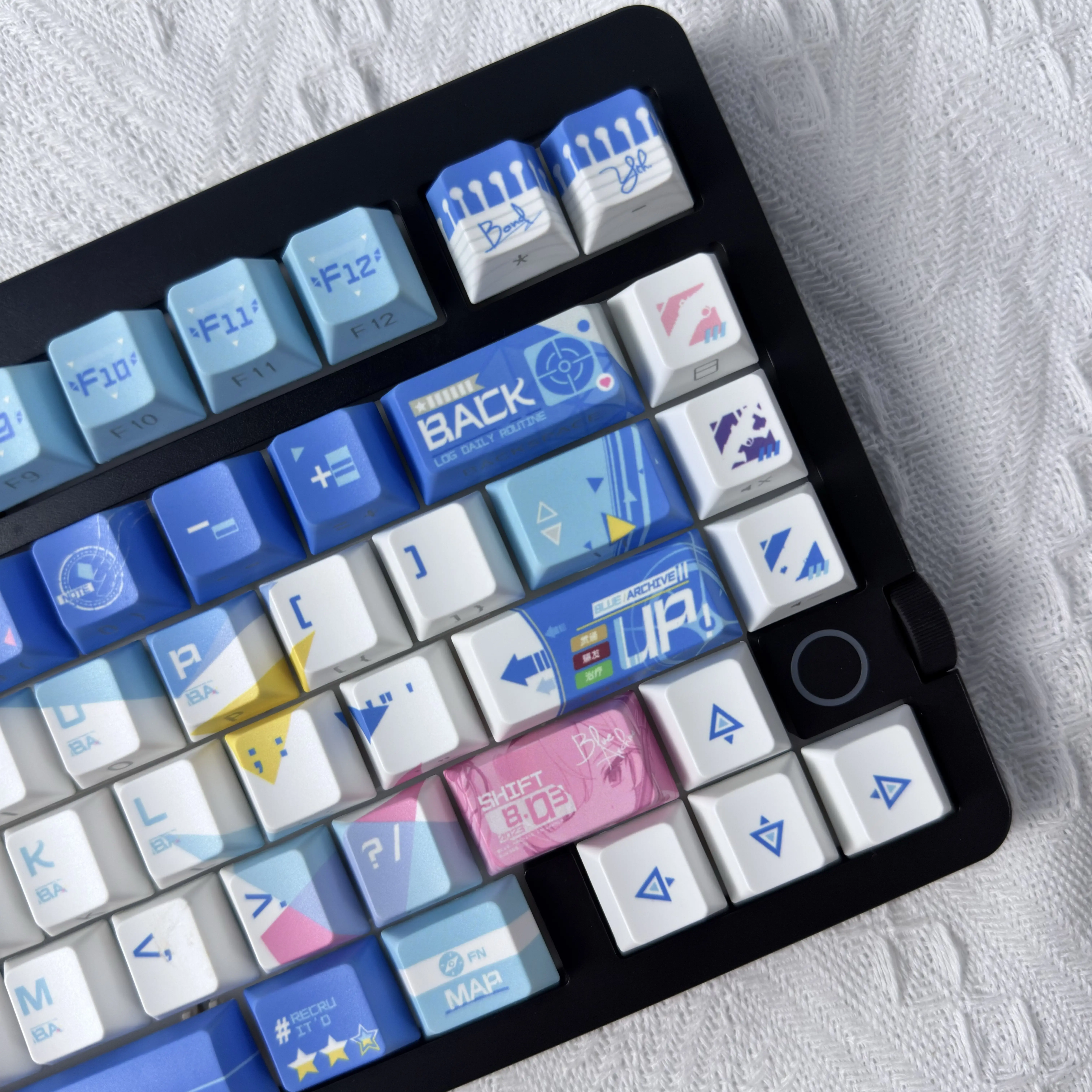 122 Keys Blue Archive Keycaps Cherry MOA PBT Side Engraved Dimensional Custom Game Key Cap for Mechanical Keyboard
