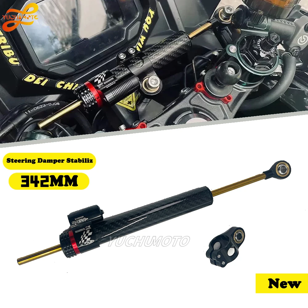 Accessoires de moto, amortisseur de direction réglable de 342mm, stabilisateur universel pour Kawasaki Yamaha Honda BMW Suzuki Harley Aprilia