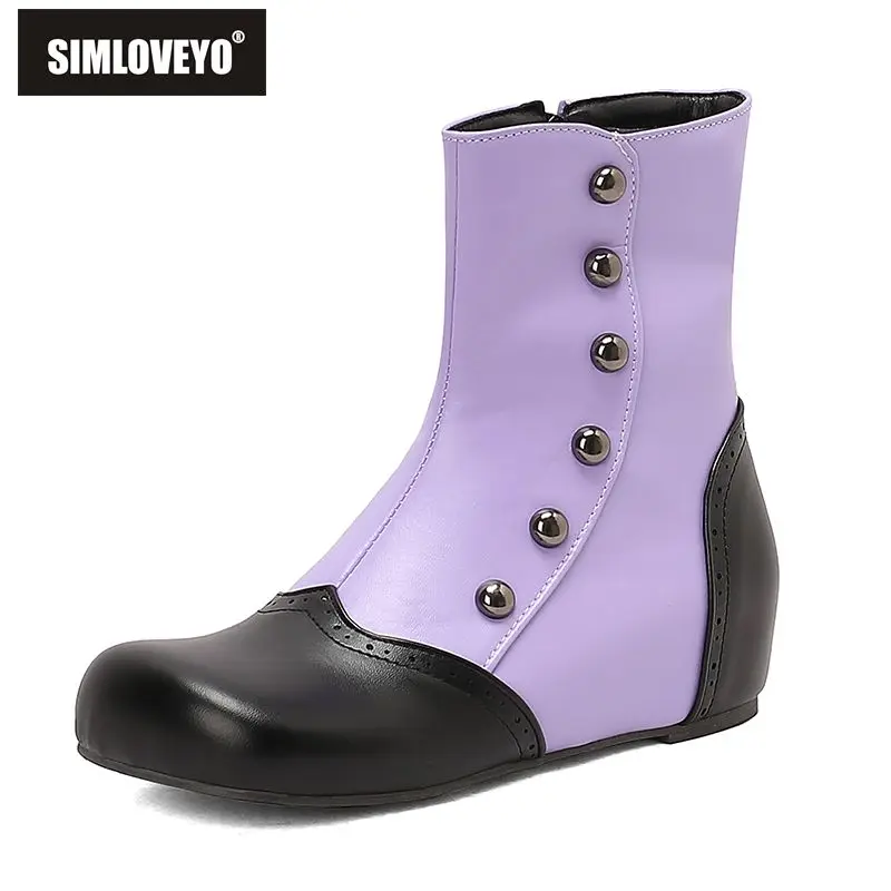 

SIMLOVEYO 2025 Женские ботильоны премиум-класса с круглым носком и застежкой-молнией на каблуке 4 см, разные цвета, большие размеры 49 50, повседневные