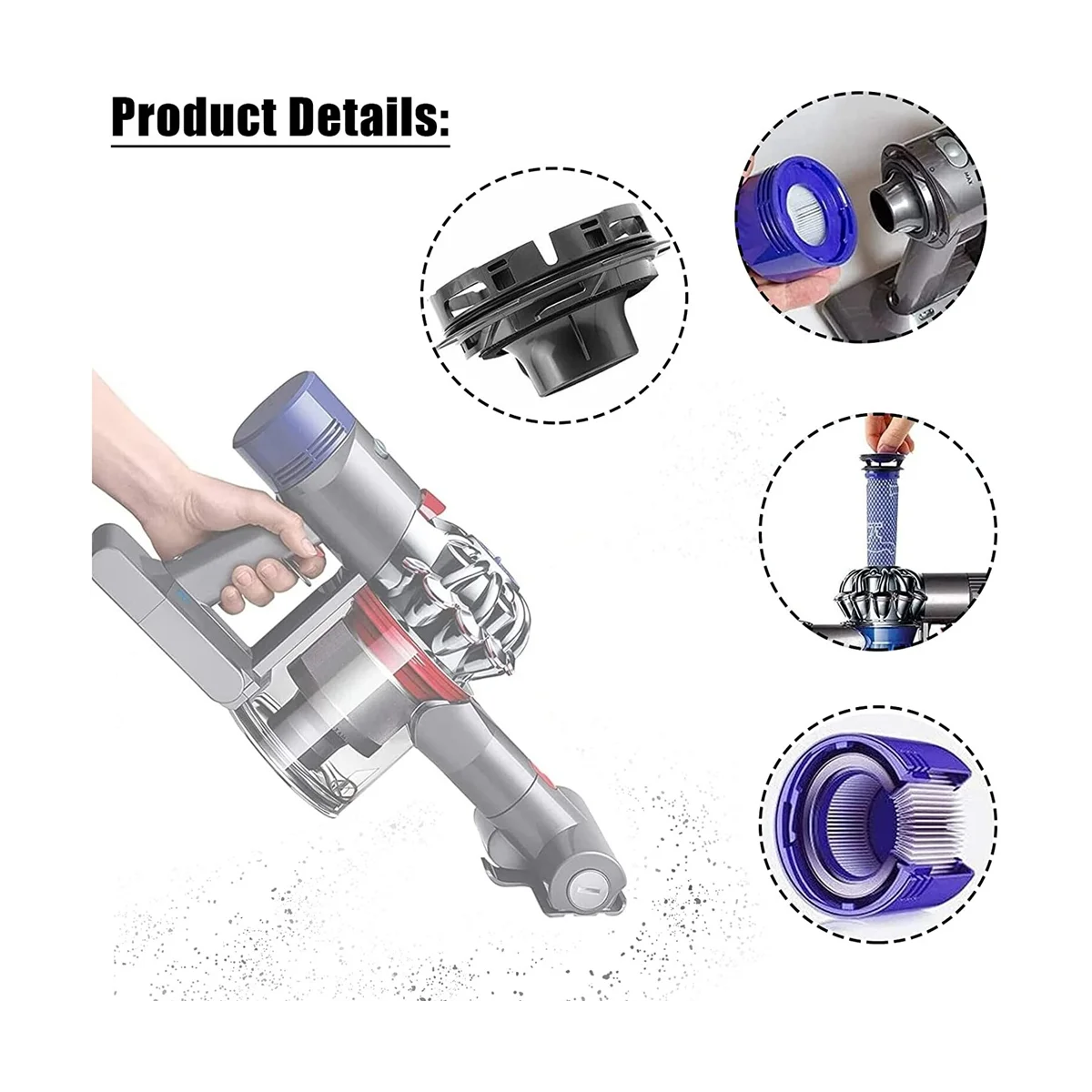 Dyson v7 v8掃除機用の交換用リアエンジンカバーとプレフィルターセット,掃除機アクセサリー