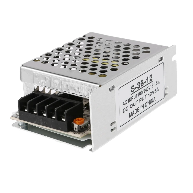 ¡Promoción! 5X AC 100V-240V a DC 12V 3A 36W interruptor de transformador de voltaje fuente de alimentación de tira Led