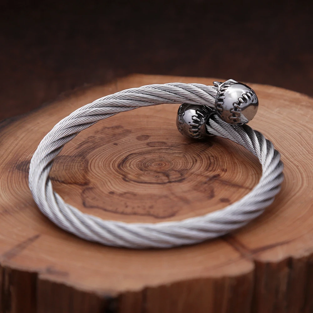 Punk Vintage 316L Stainless Steel Skull Head Bracelet For Men Fashion Biker Twist Rope Bracelets Party Amulet Jewelry Wholesale