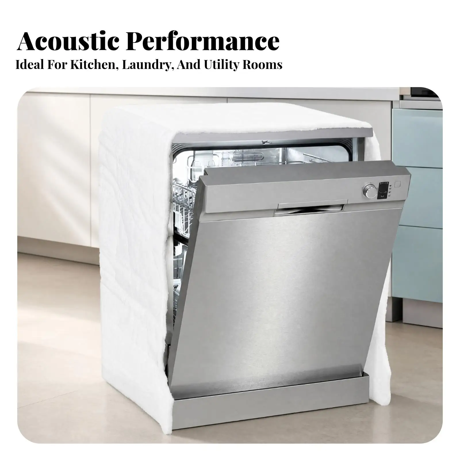 Dishwasher Soundproofing Mat Heat Insulating Polyester Fiber Acoustic Insulation Mat for Appliance Enclosures, Kitchen view 3