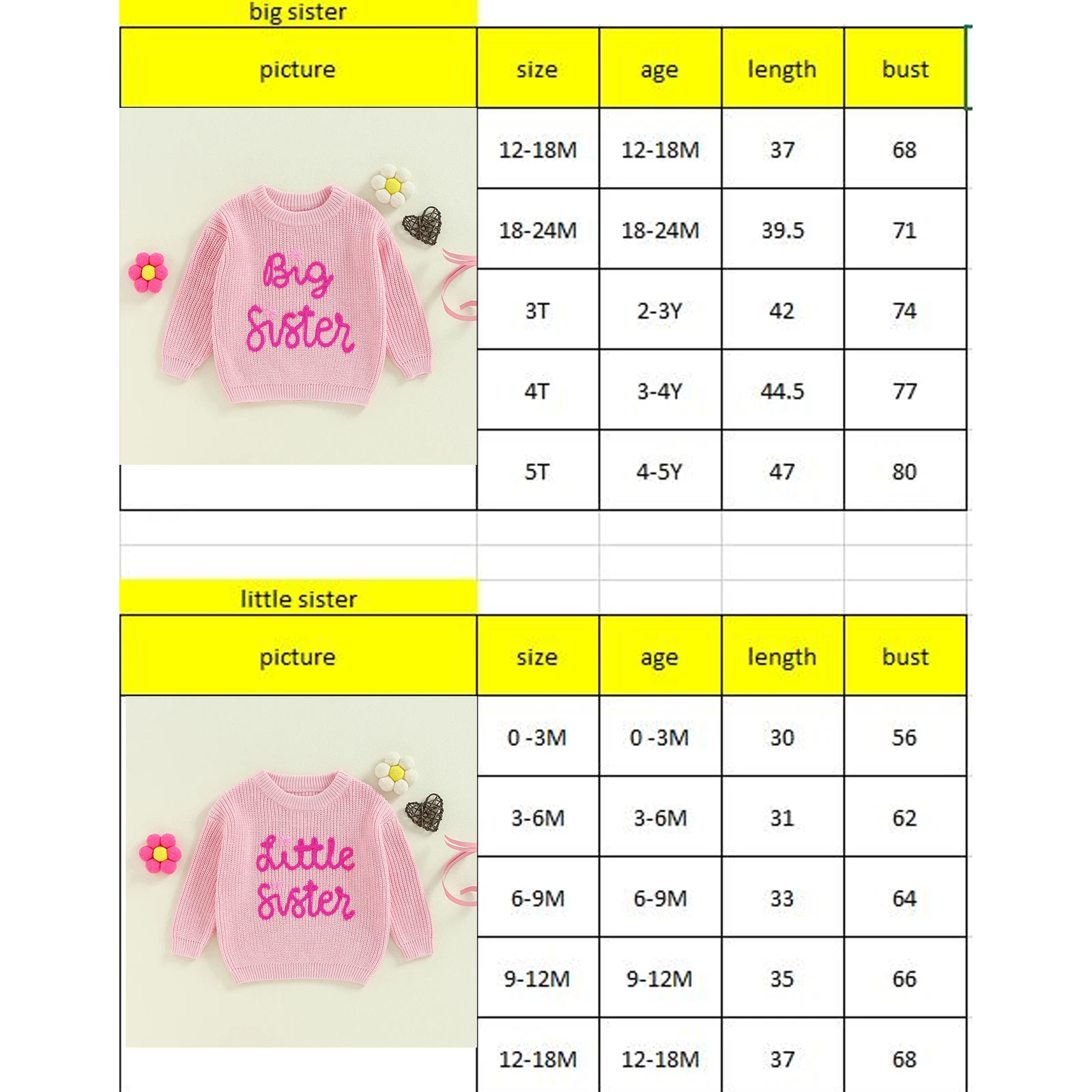 Toddler Clothes Baby Girl Long Sleeve Sweater Knitted Warm Sweatshirt Fall Winter Sister Outfits