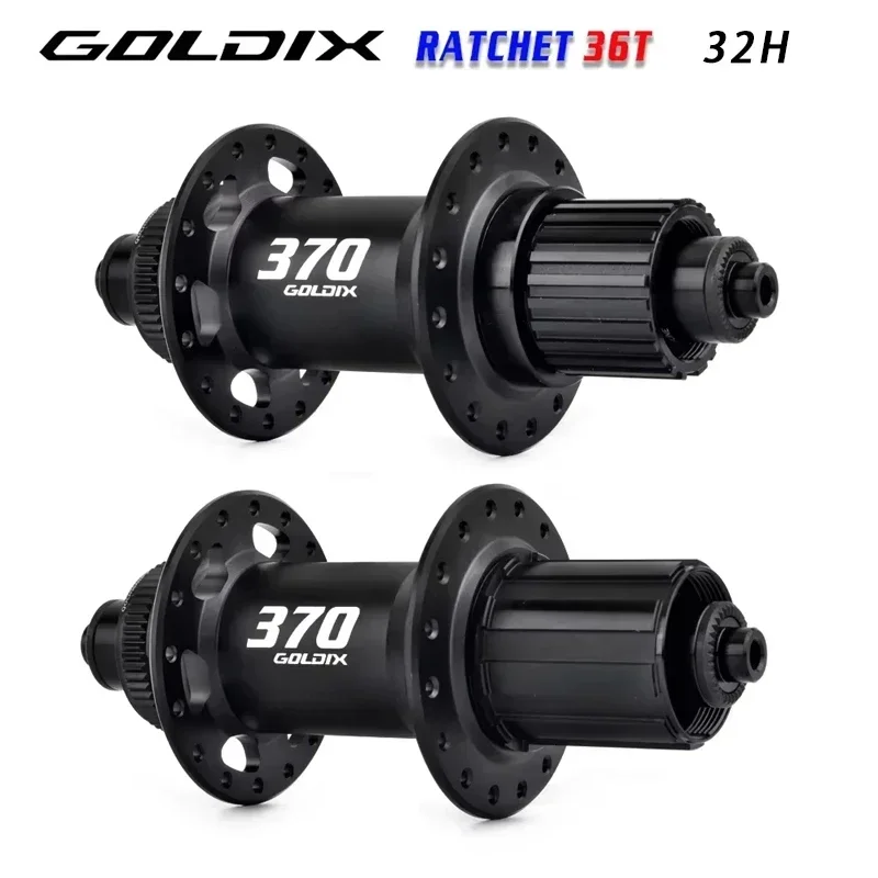 GOLDIX M370 36T Ratchet Bicycle Hubs 32Hole J-Bend Spoke Center Lock Disc Brake Mountain Bike Hub HG/XD/MS 4pcs Seal Bearing