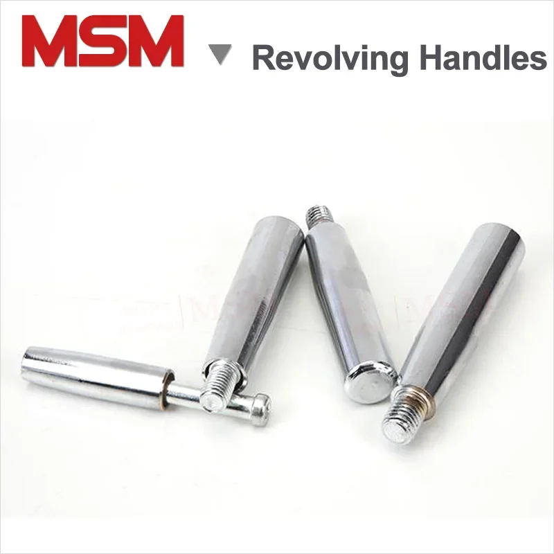 1pc Straight Revolving Handle Grips  Solid Metal Chromed Rotatable/Non-rotatable For Machine Handwheel M6 M8 M10 M12 M16 Thread