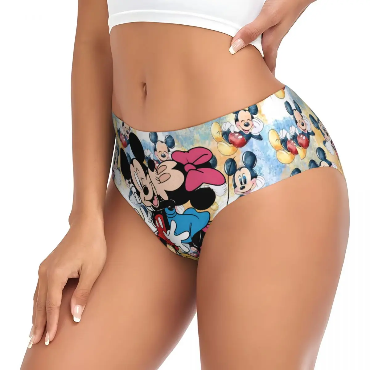 مخصص الكرتون ميكي ماوس قبلة سراويل قصيرة المرأة تمتد الملابس الداخلية الكلاسيكية