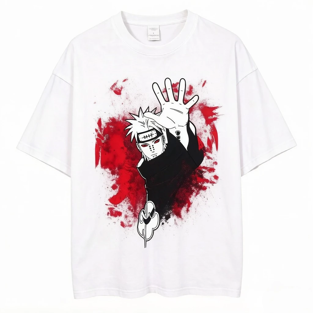 2026 Anime Naruto T-Shirt Manga Retro Washed Version Kakashi T-Shirt  Pain T-Shirt Lee Tobi Top Men's Pure Cotton