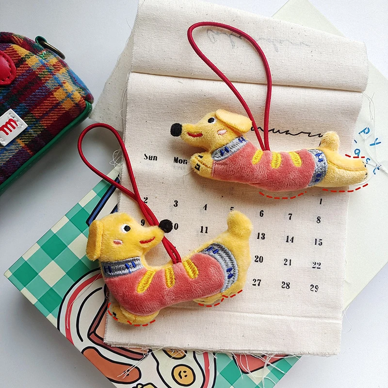 소시지 강아지 봉제인형 열쇠고리 펜던트 만화 강아지 가방 작은 장식품 휴대폰 장식 귀여운 인형 장난감 어린이용